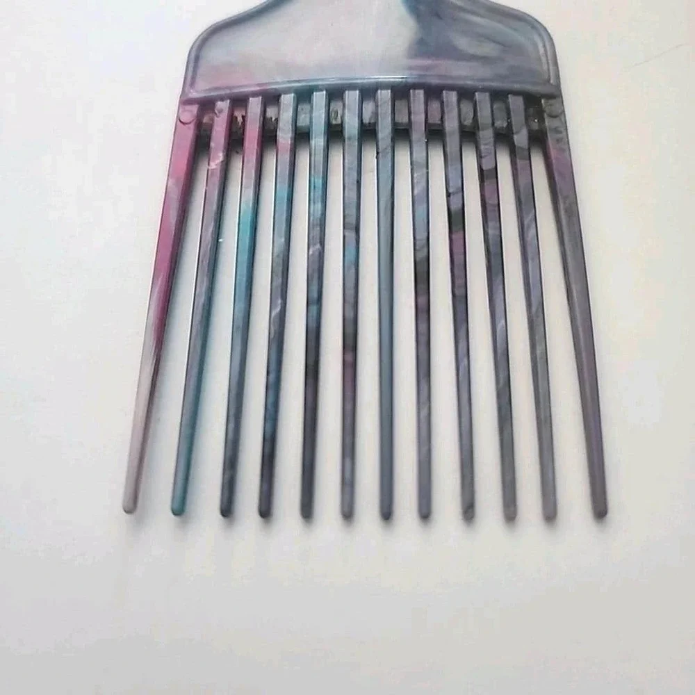 Vintage Hair Lift Pick Comb Marble Plastic Hair Accessory Pink Blue Purple Afro